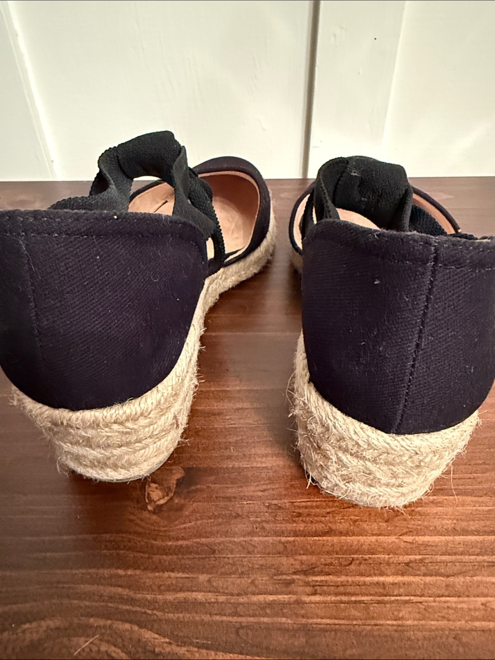 Life Stride Black Canvas Espadrille Wedge with twisted Ankle strap - Picture 5 of 6